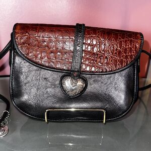 One World Brighton Cross Body Black / Brown Leather Purse